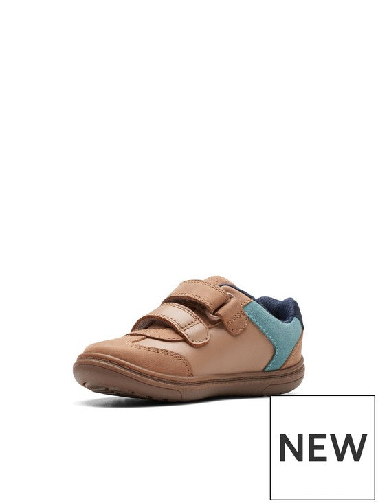 Clarks Flash Racer Toddler Tan Leather - Wide Fit