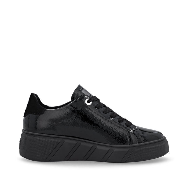 Rieker W2601-00 Black Patent Trainer