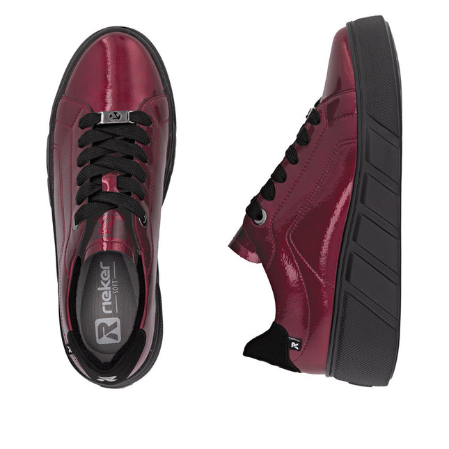 Rieker W2601-35 Red Patent Trainers