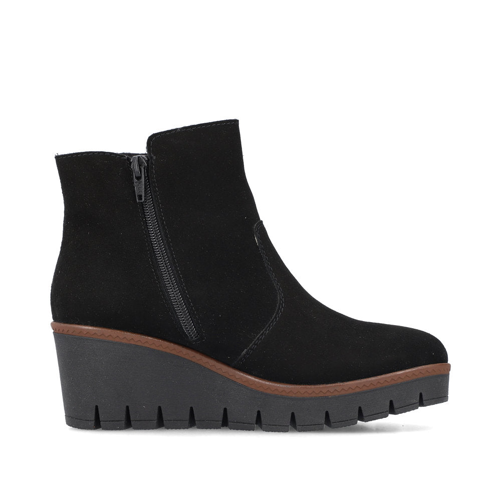 Rieker N2556 Stivali Chelsea Donna - Grigio, Suola Plateau, Fodera Leggera