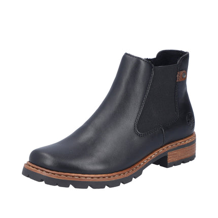 Rieker Z9354-00 Black Ladies Casual Ankle Zip-Up Boots