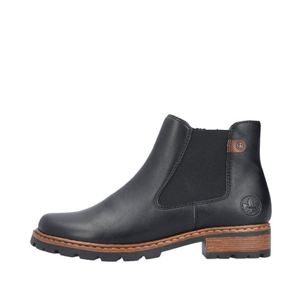 Rieker Z9354-00 Black Ladies Casual Ankle Zip-Up Boots