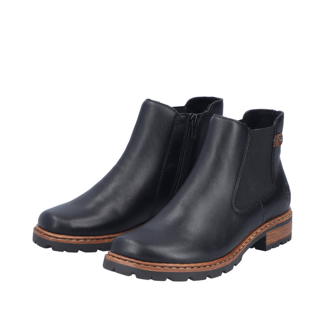Rieker Z9354-00 Black Ladies Casual Ankle Zip-Up Boots
