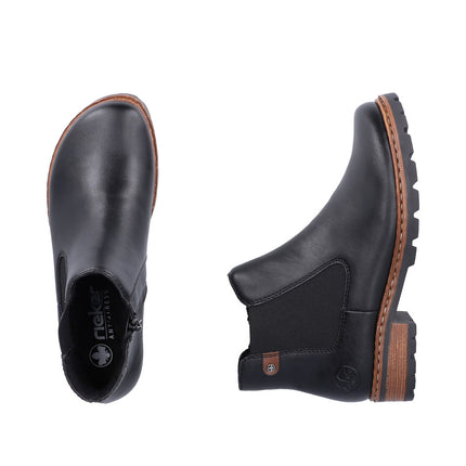 Rieker Z9354-00 Black Ladies Casual Ankle Zip-Up Boots