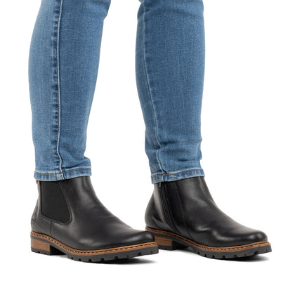 Rieker Z9354-00 Black Ladies Casual Ankle Zip-Up Boots