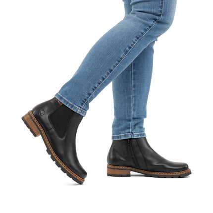 Rieker Z9354-00 Black Ladies Casual Ankle Zip-Up Boots
