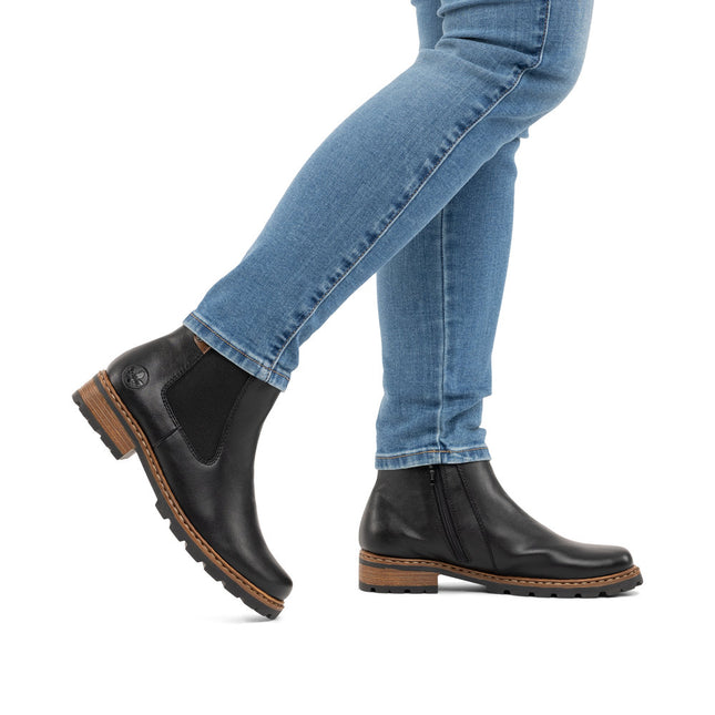 Rieker Z9354-00 Black Ladies Casual Ankle Zip-Up Boots
