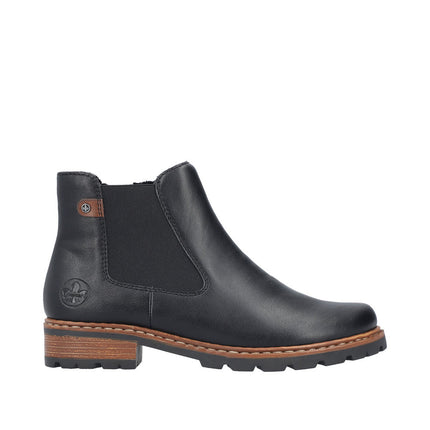 Rieker Z9354-00 Black Ladies Casual Ankle Zip-Up Boots