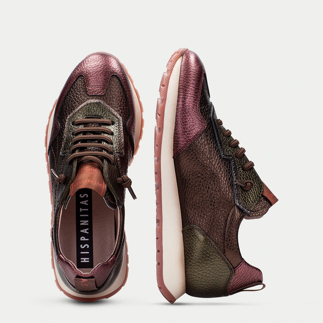 Hispanitas CHI254312 Kansas Womens Lace-up Trainer Wine Leather