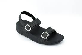 Fitflop Lulu shimmer leather adjustable sandal Black