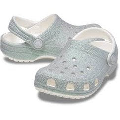 Crocs Classic Iridescent Glitter Kids Clog Silver