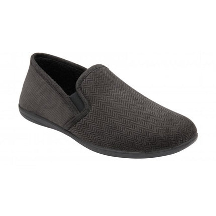 Lotus Peter Grey Men’s Slip-On Slippers – Textile Full Shoe with Memory-Foam Insole