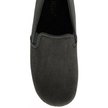 Lotus Peter Grey Men’s Slip-On Slippers – Textile Full Shoe with Memory-Foam Insole