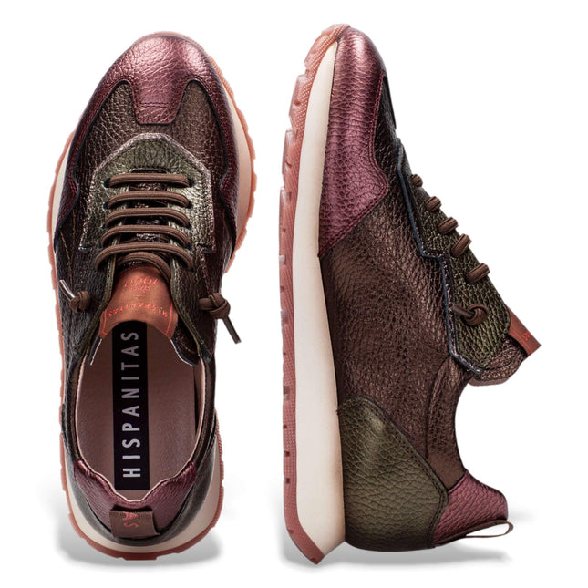 Hispanitas Kansas Bolmet Wine Leather Womens Trainer