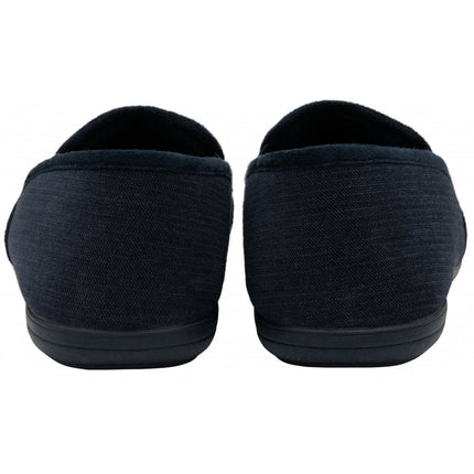 Lotus Peter Navy Men’s Slip-On Slippers – Textile Full Shoe with Memory-Foam Insole & Outdoor Sole