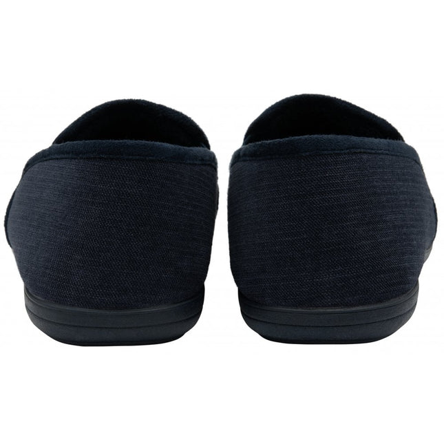 Lotus Peter Navy Men’s Slip-On Slippers – Textile Full Shoe with Memory-Foam Insole & Outdoor Sole