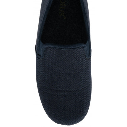 Lotus Peter Navy Men’s Slip-On Slippers – Textile Full Shoe with Memory-Foam Insole & Outdoor Sole