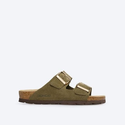 Rohde 5590-63 Alba Fern Ladies Mule Sandals Green Suede Sunnys