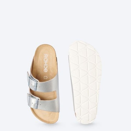 Rohde 5599-89 Alba Silver Ladies Mule Sandals Metallic Leather