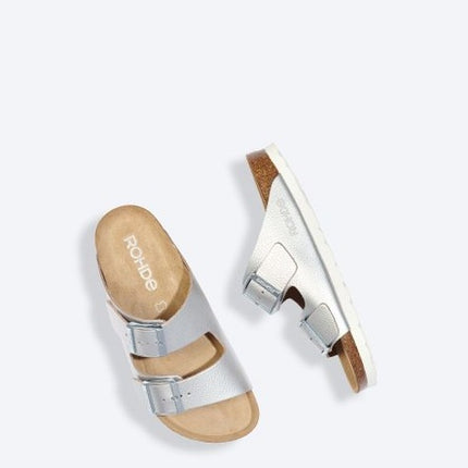Rohde 5599-89 Alba Silver Ladies Mule Sandals Metallic Leather