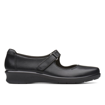 Clarks Hope Henley Black Leather Wide Width
