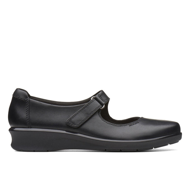 Clarks Hope Henley Black Leather Wide Width