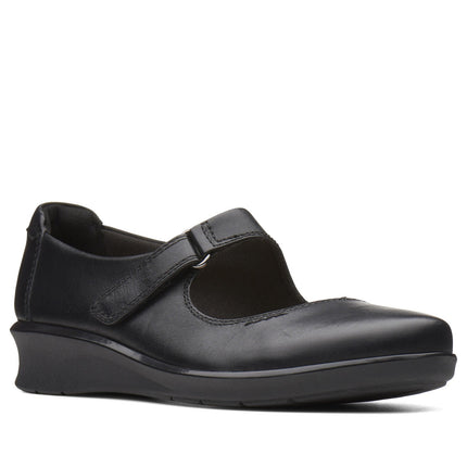 Clarks Hope Henley Black Leather Wide Width