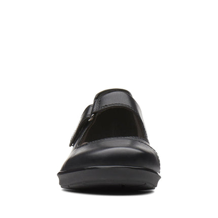 Clarks Hope Henley Black Leather Wide Width