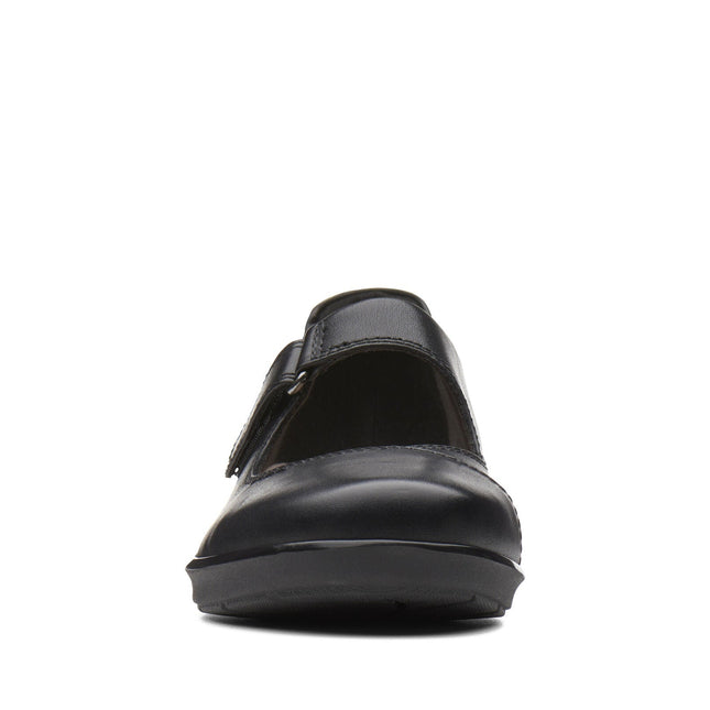 Clarks Hope Henley Black Leather Wide Width