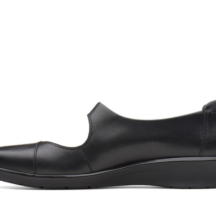 Clarks Hope Henley Black Leather Wide Width