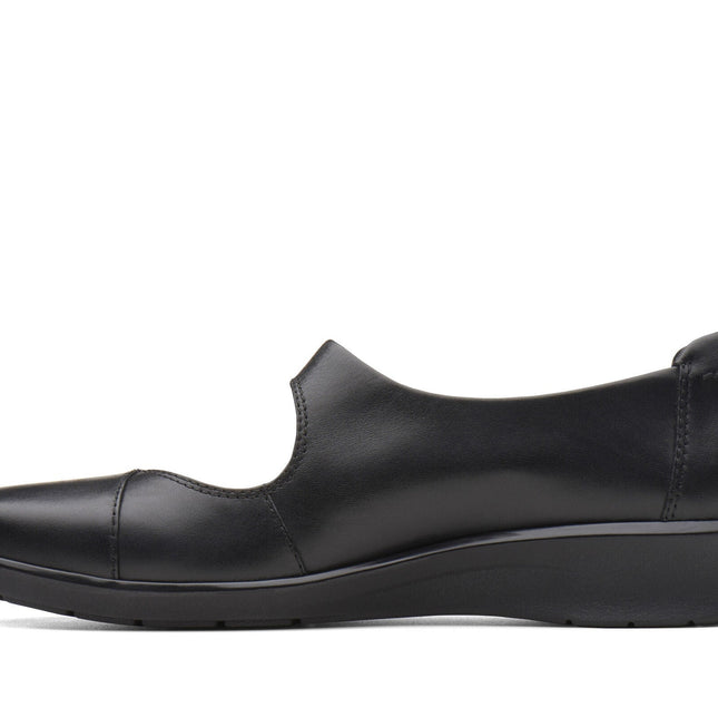 Clarks Hope Henley Black Leather Wide Width