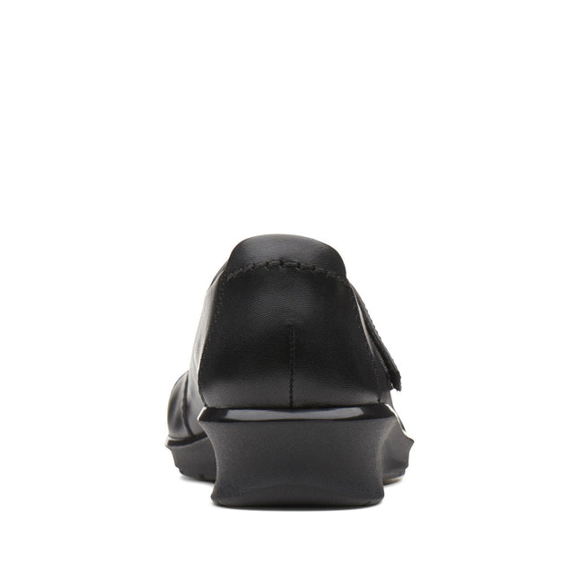 Clarks Hope Henley Black Leather Wide Width