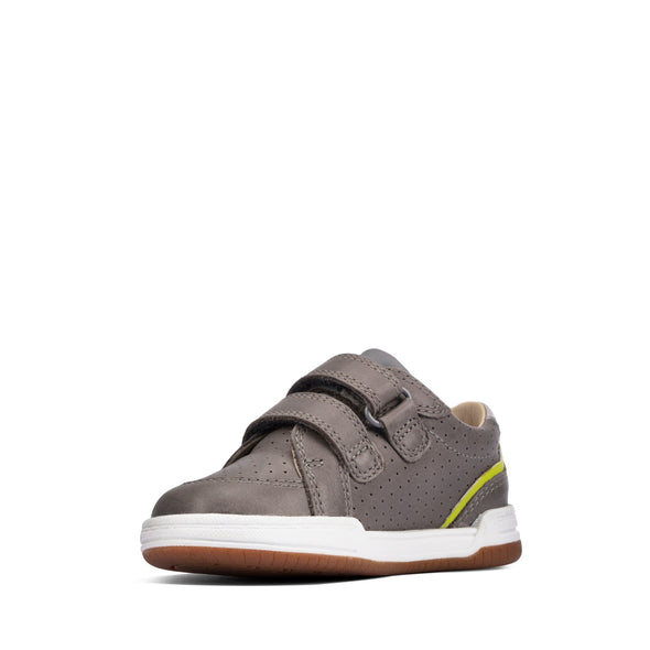 Clarks Fawn Solo Toddler Light Grey Leather