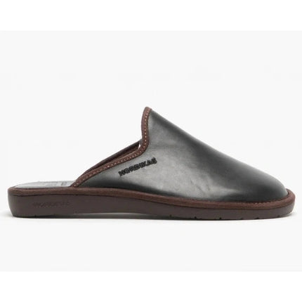Nordikas 131 - Black Leather Mens Slippers