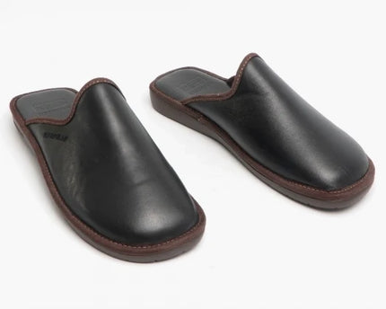 Nordikas 131 - Black Leather Mens Slippers