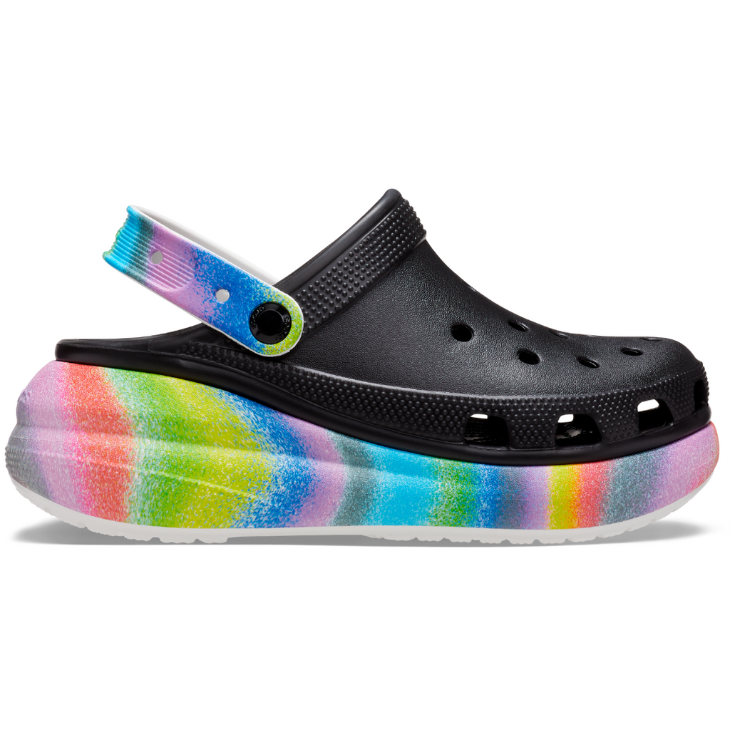Adult sized Crocs Classic Crush Spray Dye Clog W Black Multi