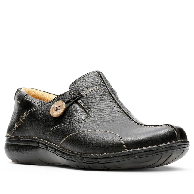 Clarks Un Loop Black Leather Standard Width