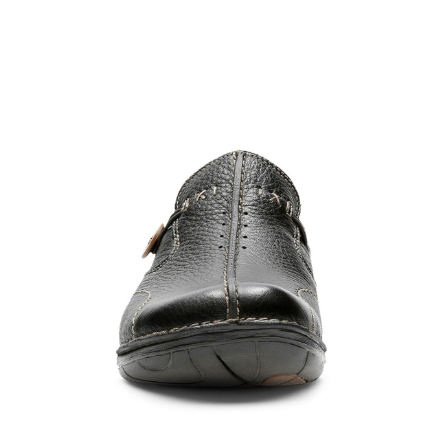 Clarks Un Loop Black Leather Standard Width