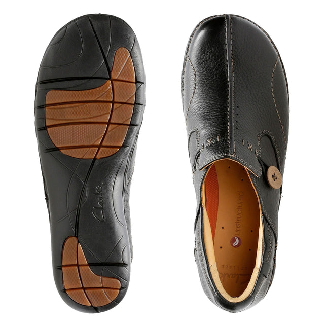 Clarks Un Loop Black Leather Standard Width
