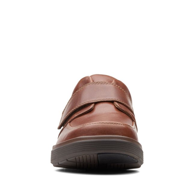 Clarks Un Abode Strap Dark Tan Leather - Wide Width