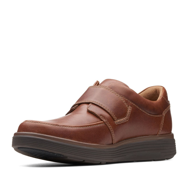 Clarks Un Abode Strap Dark Tan Leather - Wide Width