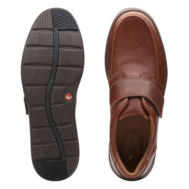 Clarks Un Abode Strap Dark Tan Leather - Wide Width