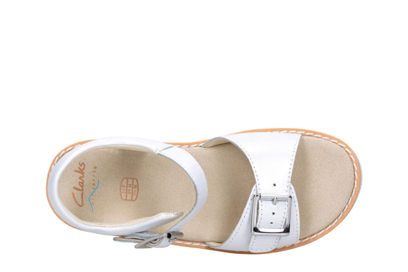Clarks Crown Bloom Kid White Leather