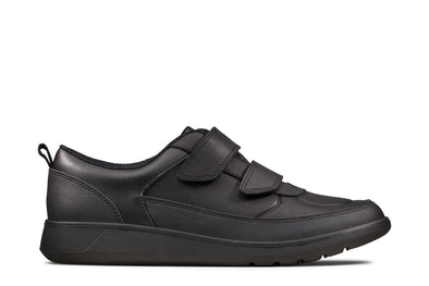 Clarks Scape Flare Youth Black Leather - Extra Wide Fit