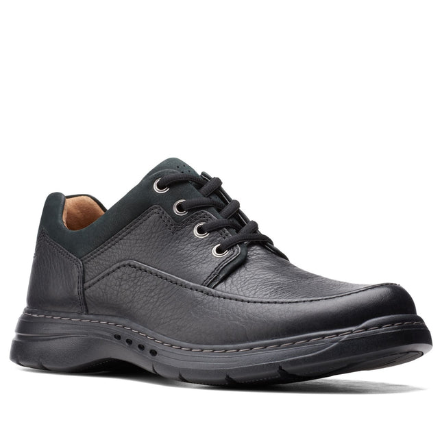 Clarks Un Brawley Lace Black Leather - Wide Width