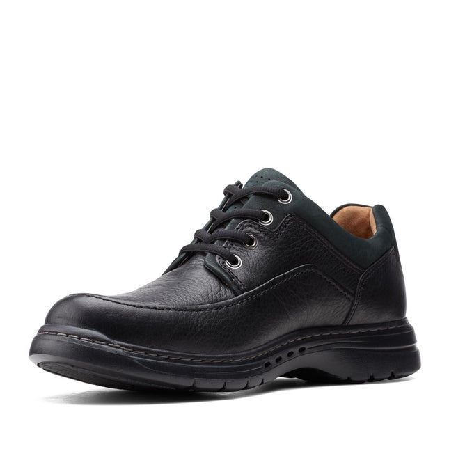 Clarks Un Brawley Lace Black Leather - Wide Width