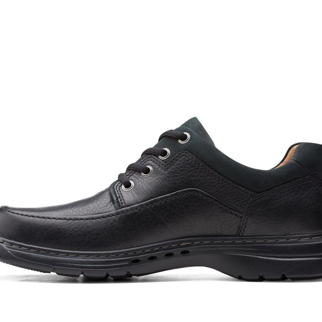 Clarks Un Brawley Lace Black Leather - Wide Width