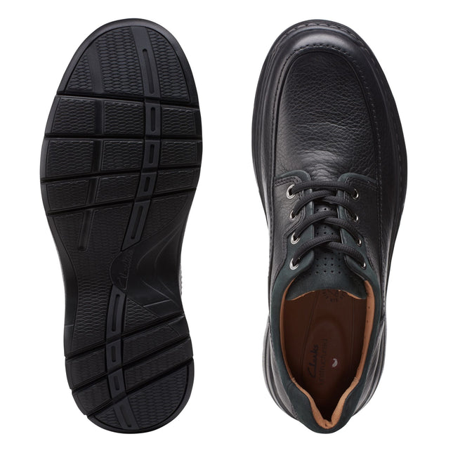 Clarks Un Brawley Lace Black Leather - Wide Width