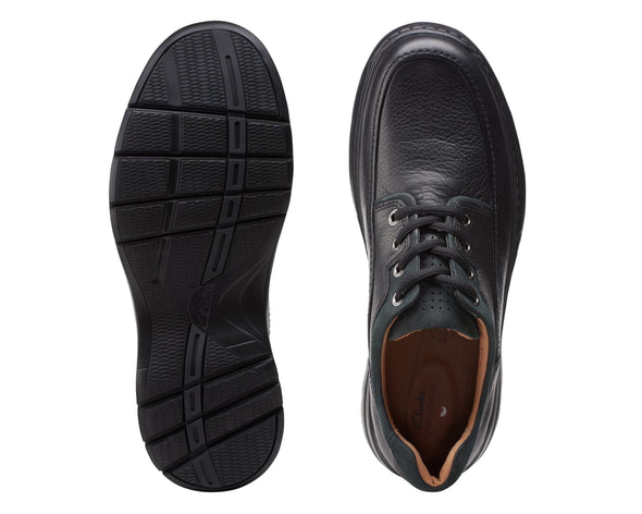 Clarks Un Brawley Lace Black Leather - Wide Width