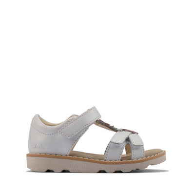 Clarks Crown Flower Toddler White Leather